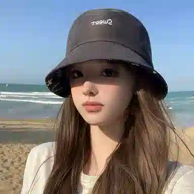 艾佳微 甜酷双面戴防晒帽夏季户外遮阳帽休闲百搭显脸小素颜蝴蝶结 棉 渔夫帽 女款