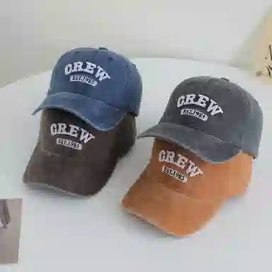 艾佳微 时尚大头围显白显脸小宽檐刺绣韩系简约百搭户外遮阳 棉 鸭舌帽 男女同款情侣款