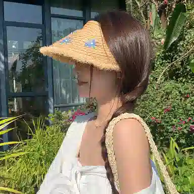 艾佳微 夏季度假海边沙滩 草编 空顶帽 女款