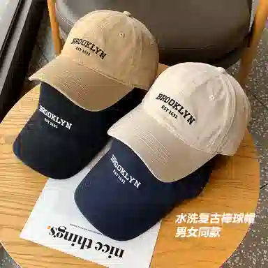 艾佳微 日系英文字母复古软顶加深显脸小显白户外遮阳 棉 鸭舌帽 男女同款情侣款