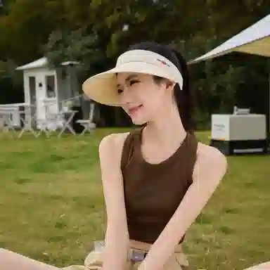 艾佳微 夏季防紫外线空顶帽韩版大帽檐沙滩遮脸舒适凉爽 聚酯纤维 防晒帽 男女同款情侣款