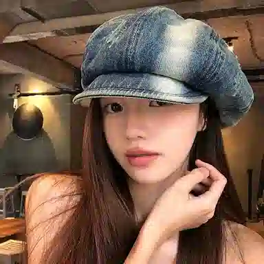 艾佳微 日系水洗做旧牛仔画家帽子秋季显脸小报童鸭舌八角帽 涤棉 贝雷帽 男女同款情侣款