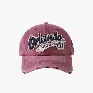 艾佳微 嘻哈街头美式复古做旧时尚刺绣英文破洞显脸小 棉 鸭舌帽 男女同款情侣款