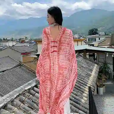 艾佳微 民族风复古休闲外搭大披风出行游玩舒适透气个性盘扣 披肩 女款