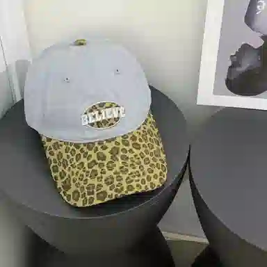 艾佳微 复古辣妹豹纹拼接棒球帽韩版潮牌字母刺绣显脸小 棉 鸭舌帽 男女同款情侣款