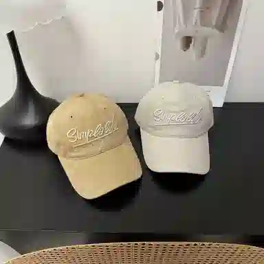 艾佳微 磨毛复古字母刺绣显脸小软顶百搭帽子美式 棉 鸭舌帽 男女同款情侣款