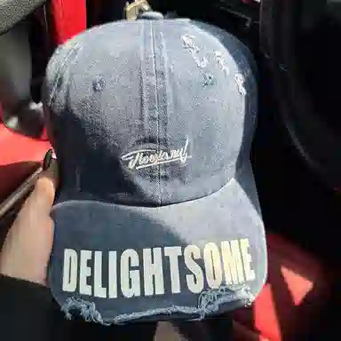 艾佳微 复古黑色宽檐棒球破洞做旧百搭显脸小时尚潮 棉 鸭舌帽 男女同款情侣款