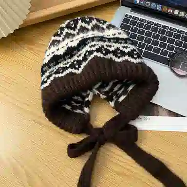 艾佳微 秋冬保暖护耳巴拉克拉法日系百搭帽子可爱加厚 尼龙 绒线帽 男女同款情侣款