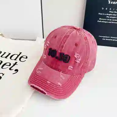 艾佳微 深顶大头围复古美式做旧软顶刺绣字母韩版百搭宽檐户外遮阳显白显脸小 棉 鸭舌帽 男女同款情侣款