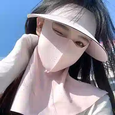 艾佳微 户外运动登山透气舒适口罩夏遮阳帽子一体护颈脸可拆骑行全脸防紫外线面罩 锦纶 防晒帽 男女同款情侣款