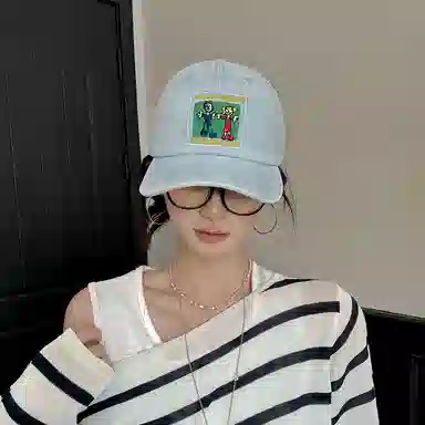 艾佳微 水洗小众复古做旧大头围显脸小休闲宽帽檐 牛仔布 鸭舌帽 男女同款情侣款