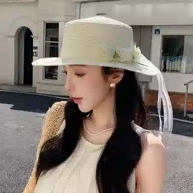 艾佳微 法式复古花朵 聚酯纤维 渔夫帽 男女同款情侣款