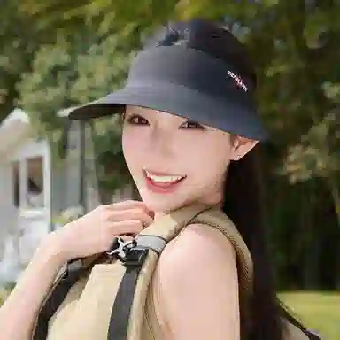 艾佳微 夏季环绕式无痕一体大檐空顶户外运动遮脸防紫外线太阳 聚酯纤维 防晒帽 男女同款情侣款