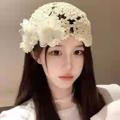 艾佳微 甜美花朵镂空川西出游搭显脸小 腈纶 帽子 女款