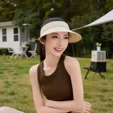 艾佳微 夏季防紫外线空顶帽韩版大帽檐沙滩遮脸舒适凉爽 聚酯纤维 防晒帽 男女同款情侣款