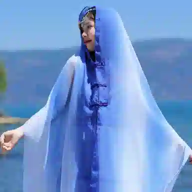 艾佳微 民族风复古休闲外搭大披风出行游玩舒适透气个性盘扣 披肩 女款