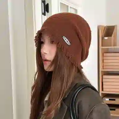 艾佳微 韩系气质大头围堆堆帽显脸小慵懒风套头洋气 羊毛混纺 绒线帽 男女同款情侣款