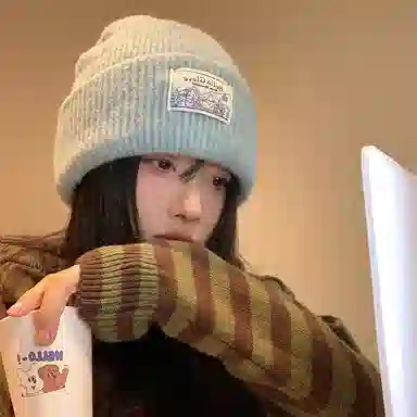 艾佳微 户外日常通勤韩系贴布毛线针织帽保暖护耳防寒套头冷帽小众 腈纶 绒线帽 男女同款情侣款