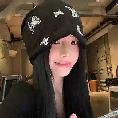 艾佳微 百搭休闲日系蝴蝶大头围氛围感韩版#好运 棉涤 帽子 男女同款情侣款