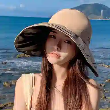 艾佳微 赫本风后蝴蝶结大沿夏季韩版潮百搭可折叠出游休闲盆帽 聚酯纤维 渔夫帽 男女同款情侣款