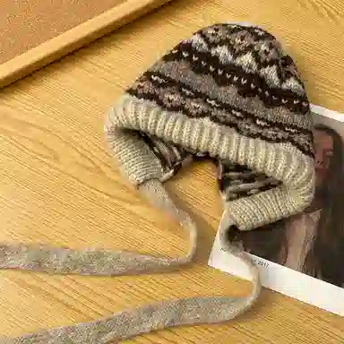 艾佳微 秋冬保暖护耳巴拉克拉法日系百搭帽子可爱加厚 尼龙 绒线帽 男女同款情侣款