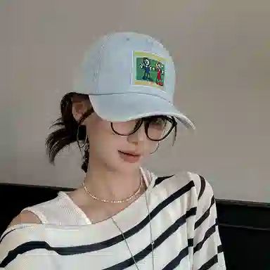 艾佳微 水洗小众复古做旧大头围显脸小休闲宽帽檐 牛仔布 鸭舌帽 男女同款情侣款