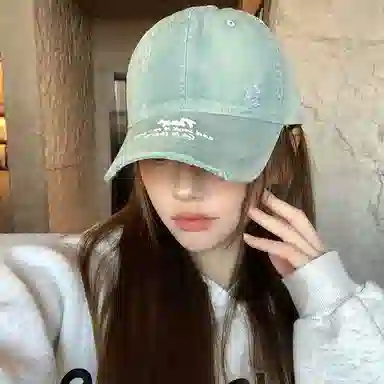 艾佳微 美式复古水洗韩版大脸显脸小软顶字母刺绣高级质感通勤日常休闲 棉 鸭舌帽 男女同款情侣款