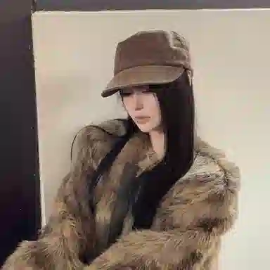 艾佳微 中古风美拉德平顶帽大头围时尚显白显脸小 涤纶 贝雷帽 男女同款情侣款