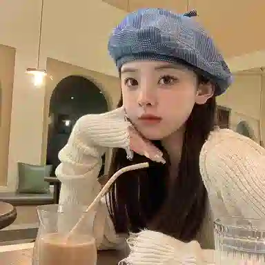 艾佳微 日系文艺复古肌理感格纹八角帽子街拍百搭显脸小画家帽 牛仔布 贝雷帽 男女同款情侣款