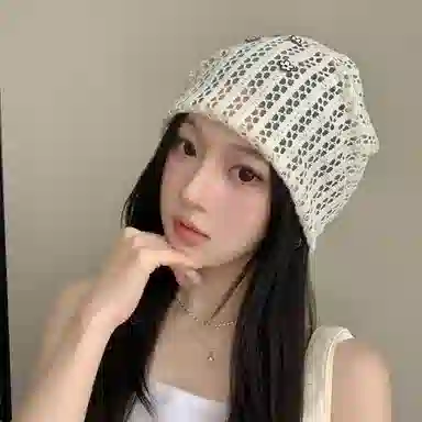 艾佳微 韩系镂空夏季甜美刺绣小花时尚洋气 聚酯纤维 堆堆帽 男女同款情侣款