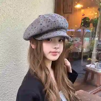 艾佳微 日系文艺星星八角帽 透气百搭时尚显脸小 聚酯纤维 贝雷帽 男女同款情侣款