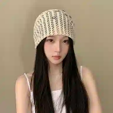 艾佳微 韩系镂空夏季甜美刺绣小花时尚洋气 聚酯纤维 堆堆帽 男女同款情侣款