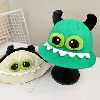 艾佳微 大眼小怪兽 卡通百搭出游遮阳 涤纶 渔夫帽 男女同款情侣款