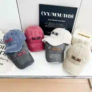 艾佳微 深顶大头围复古美式做旧软顶刺绣字母韩版百搭宽檐户外遮阳显白显脸小 棉 鸭舌帽 男女同款情侣款