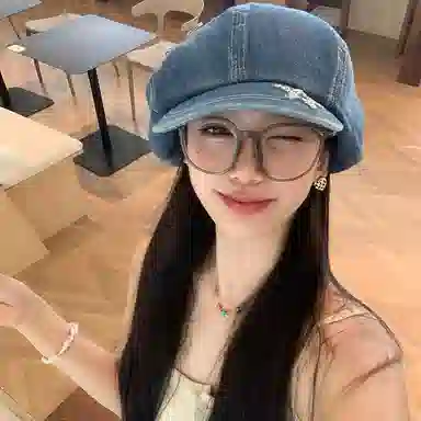 艾佳微 星星别针大版云朵八角画家复古气质显脸小 牛仔布 贝雷帽 男女同款情侣款