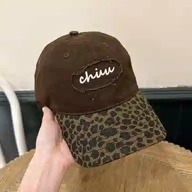 艾佳微 美式百搭复古豹纹拼色棒球帽夏季薄款宽檐软顶时尚百搭帽子潮 棉 鸭舌帽 男女同款情侣款