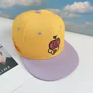 艾佳微 可爱苹果立体刺绣嘻哈帽户外休闲街头遮阳平沿帽拼色 棉 棒球帽 男女同款情侣款