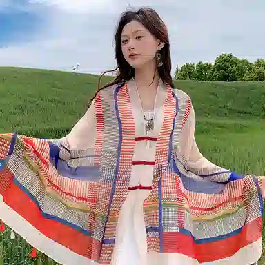 艾佳微 旅游度假拍照民族风旅游沙滩巾海边户外薄款防晒透气舒适 披肩 男女同款情侣款