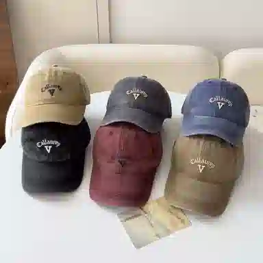 艾佳微 韩版复古美式做旧刺绣时尚百搭潮流大头围显脸小显白 棉 鸭舌帽 男女同款情侣款