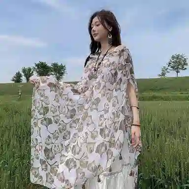 艾佳微 民族风复古休闲外搭大披风出行游玩舒适透气个性盘扣 披肩 女款