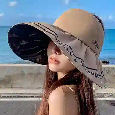 艾佳微 赫本风后蝴蝶结大沿夏季韩版潮百搭可折叠出游休闲盆帽 聚酯纤维 渔夫帽 男女同款情侣款