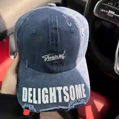 艾佳微 复古黑色宽檐棒球破洞做旧百搭显脸小时尚潮 棉 鸭舌帽 男女同款情侣款