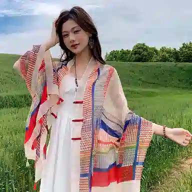 艾佳微 旅游度假拍照民族风旅游沙滩巾海边户外薄款防晒透气舒适 披肩 男女同款情侣款