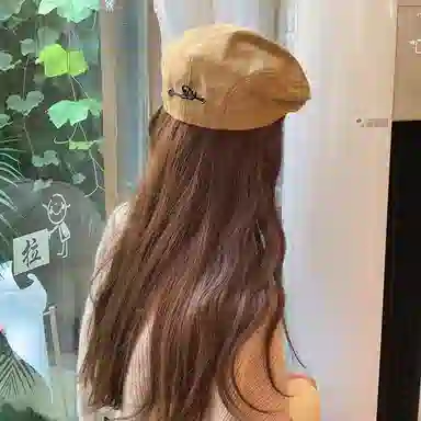 艾佳微 英伦复古前进帽户外休闲百搭子潮文艺画家纯色 棉 贝雷帽 男女同款情侣款