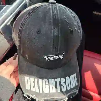 艾佳微 复古黑色宽檐棒球破洞做旧百搭显脸小时尚潮 棉 鸭舌帽 男女同款情侣款