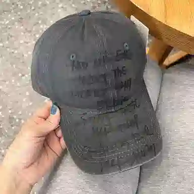 艾佳微 个性小众涂鸦遮阳帽深顶百搭大头围显脸小运动字母 棉 鸭舌帽 男女同款情侣款