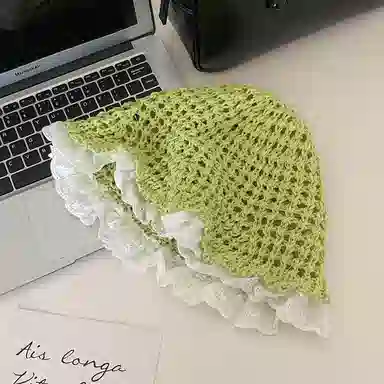 艾佳微 甜美遮阳透气百搭 草编 渔夫帽 男女同款情侣款