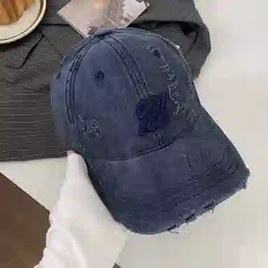 艾佳微 时尚通勤美式复古破洞水洗做旧百搭显脸小帽子潮 棉 鸭舌帽 男女同款情侣款