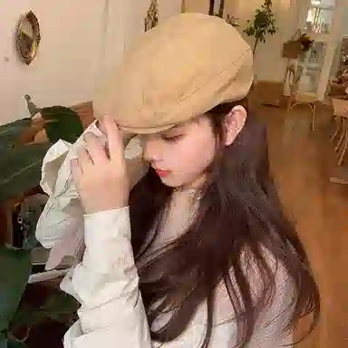 艾佳微 英伦复古前进帽户外休闲百搭子潮文艺画家纯色 棉 贝雷帽 男女同款情侣款