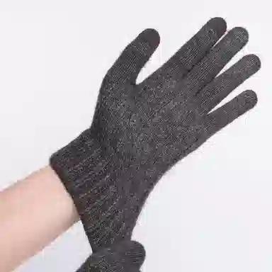 艾佳微 触屏加绒防寒毛线针织五指骑行提花保暖户外 羊驼绒 绒线手套 男女同款情侣款